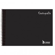 Caderno Espiral Capa Dura Cartografia e Desenho 96 Folhas Tamoio - Preto