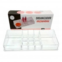 ORGANIZADOR DE COSMETICOS DE ACRILICO RETANGULAR COM 11 CAVIDADES