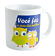 CANECA DE PORCELANA CORUJAS VOCÊÉ D+. 280ML PERSONALIZADA