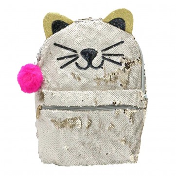 Mochila Gato Paetes Mágica Dupla Cor 2020