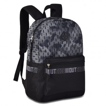 Mochila Juvenil Clio em Poliéster Camuflada Preto