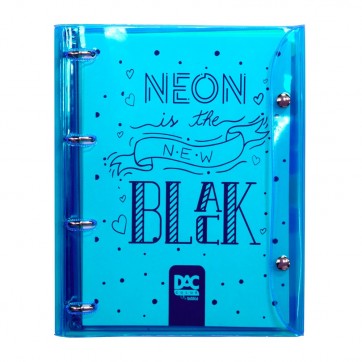 Caderno Argolado Universitário Color Bubble Cristal Neon - Azul 192 Folhas DAC
