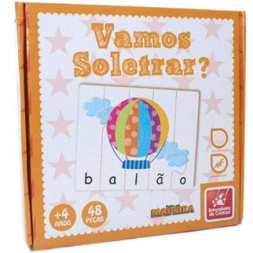 Brinquedo Pedagógico Madeira Vamos Soletrar Brincadeira de Criança