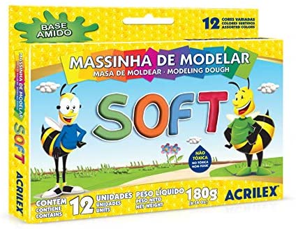 Massa de Modelar Soft Acrilex 12 cores