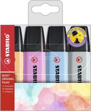 Marcador Stabilo Boss Pastel (2 E 5 Mm) 4 Cores Lançamento