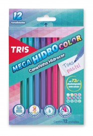 Caneta Hidrocor Mega Hidro Color Tons Pastel 12 Cores | Tris