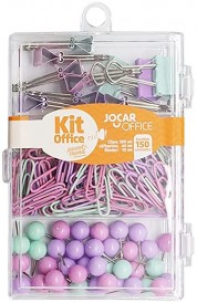 Kit Office Jocar Clips, Alfinetes Binder 150un 93098