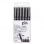 Caneta Técnica Pin Fine Line Uni-ball Preta Estojo com 6 Unidades Sortidas