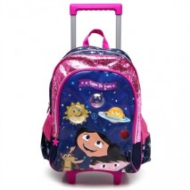 Mochila De Rodinhas Pacific G Show Da Luna Galáctica Azul-Marinho/Rosa