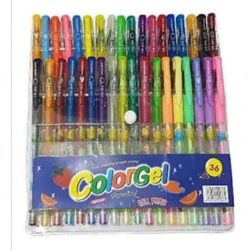 Canetas gel neon estojo 36 unidades glitter cheiro de fruta