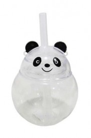 Copo Com Tampa E Espaço P/ Canudo Divertido Criança Panda