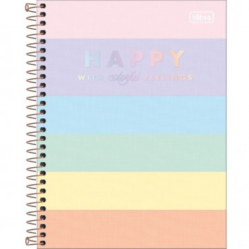 Caderno Tilibra colegial with colorfil feelings 80f