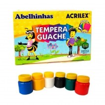 Tinta Tempera Guache Com 6 Cores De 15ml Acrilex 02020