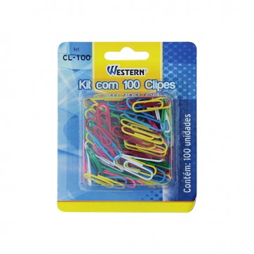 CLIPS COLORIDO COM 100 PECAS NA CARTELA