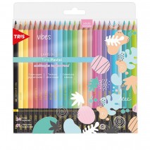 Lápis de Cor 24 Cores Tons Pastel Vibes Redondo + 01 Lápis Preto 6B Tris